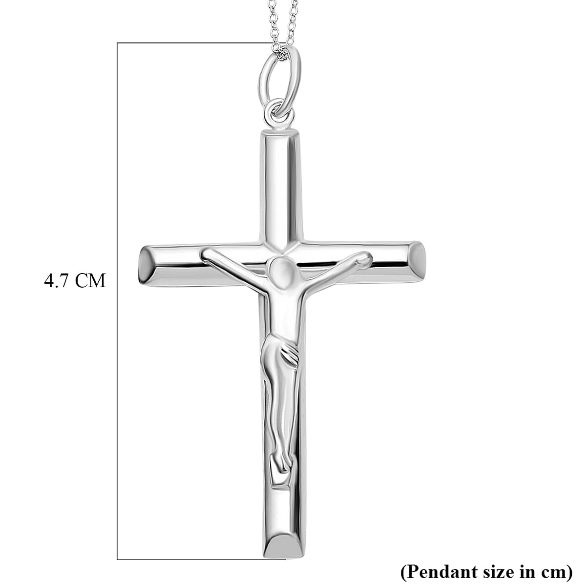 Sterling Silver Crucifix Pendant with Chain (Size 18) with Spring Ring Clasp