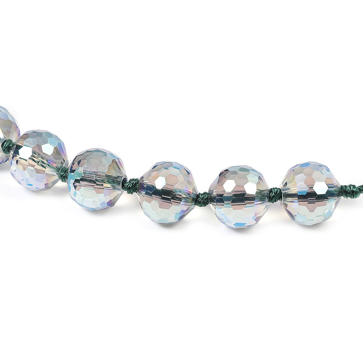 2 Piece Set - Simulated Green AB Crystal Necklace (Size 36) with Magnetic Lock and Stretchable Bracelet (Size 7) in Stainless Steel