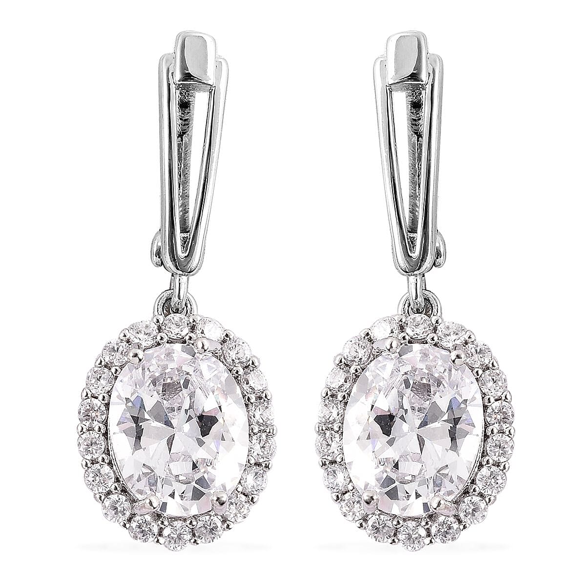 4 Piece Set -  Simulated Diamond Ring, Necklace (Size 20 with 2 inch Ext.), Barcelet (Size 8 with Extra Clasp) and Earrings (with Clasp) in Silver Tone