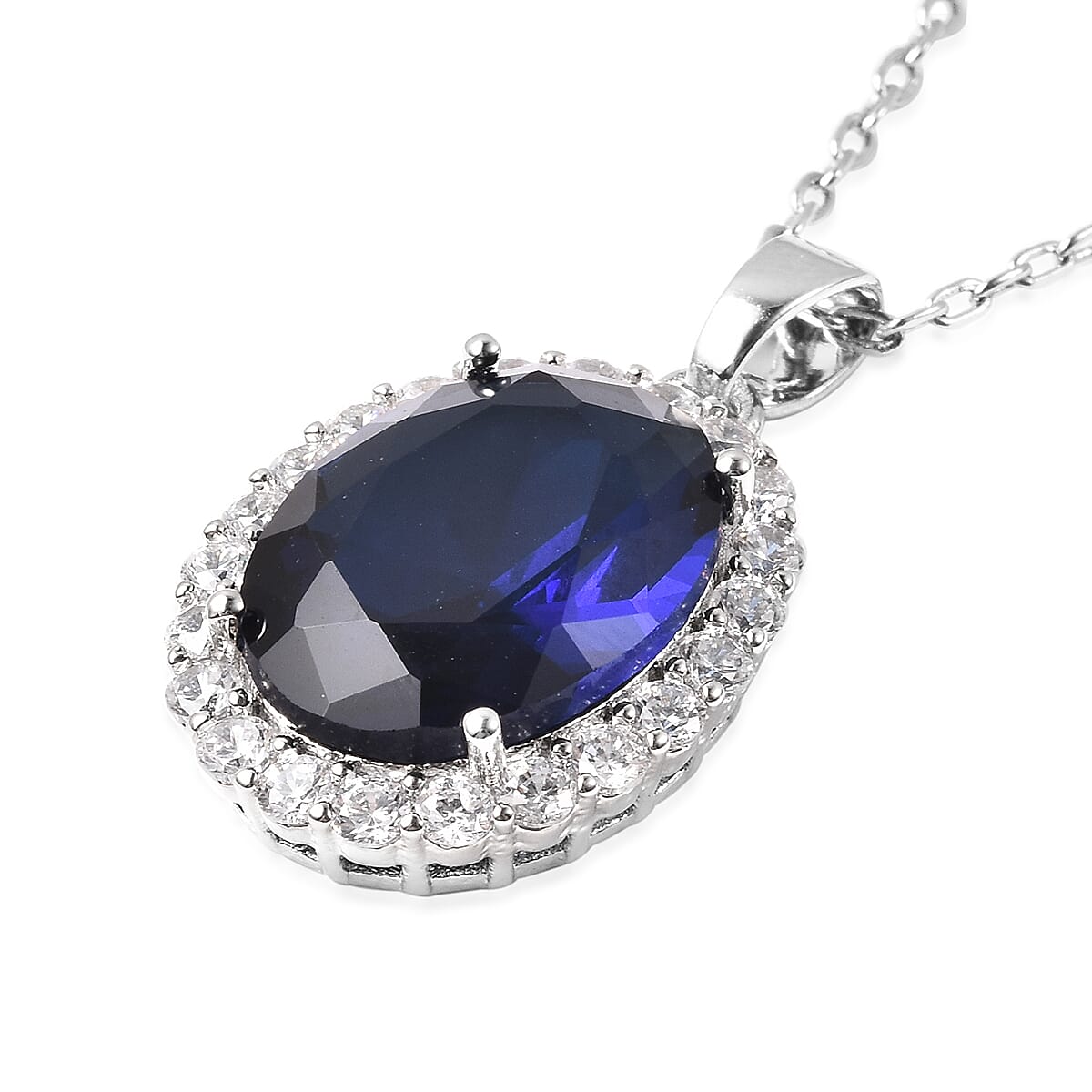 4 Piece Set -  Simulated Blue Sapphire and Simulated Diamond Ring, Necklace (Size 20 with 2 inch Ext.), Barcelet (Size 8 with Extra Clasp) and Earrings (with Clasp) in Silver Tone