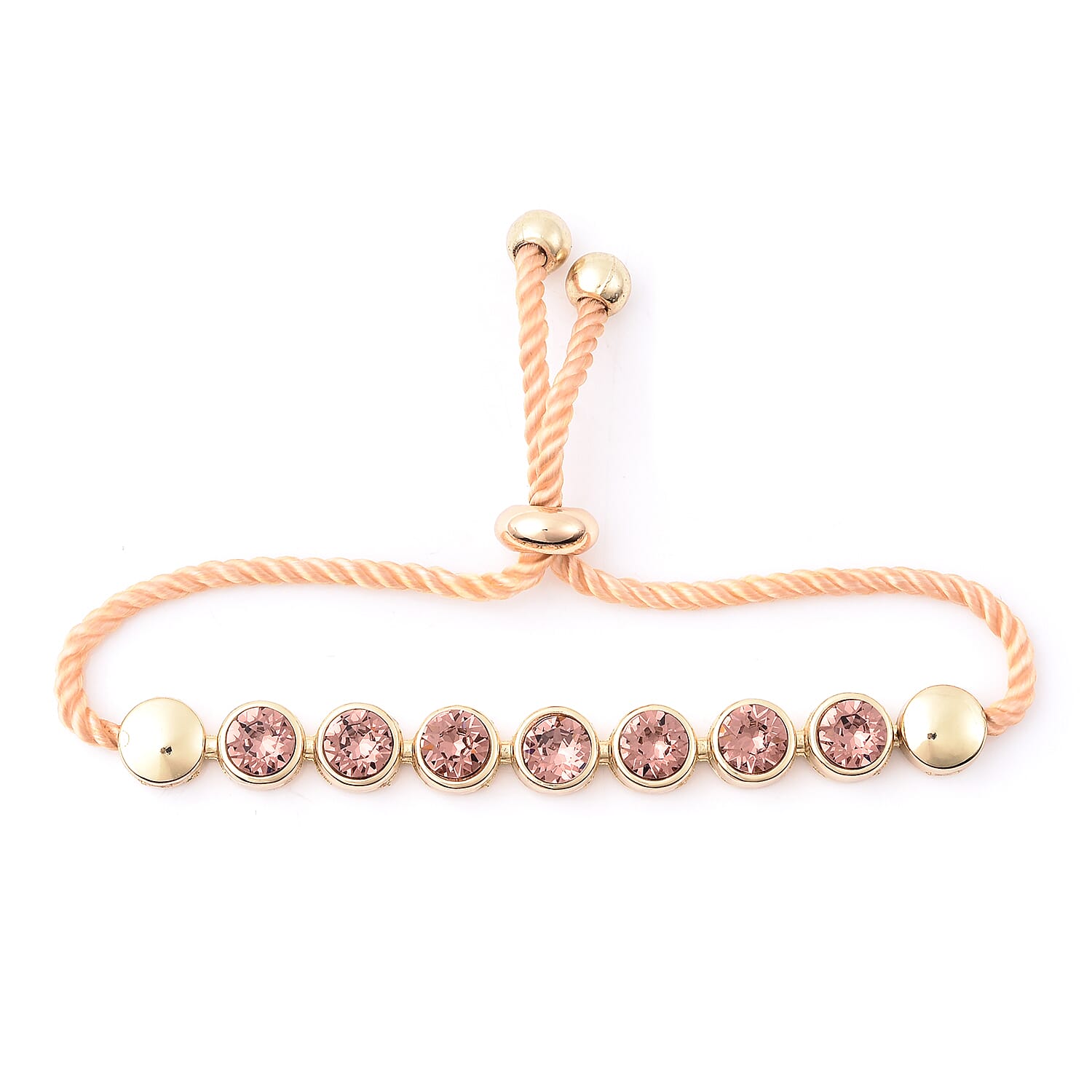 2 Piece Set - GENOA Japanese Movement Vintage Rose  Crystal Studded Water Resistant Bracelet Watch and Adjustable Bolo Bracelet (Size 6-9.5) in Yellow Gold Tone