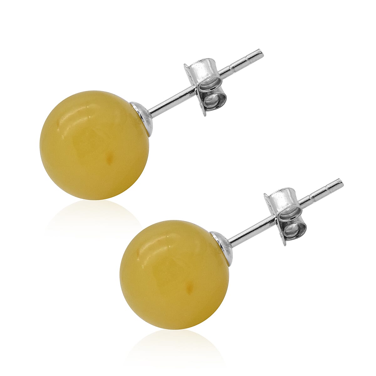 2 Piece Set -  Honey Jade Stretchable Bracelet (Size 7.5) and Stud Earrings (with Push Back) in Sterling Silver 128.00 Ct.