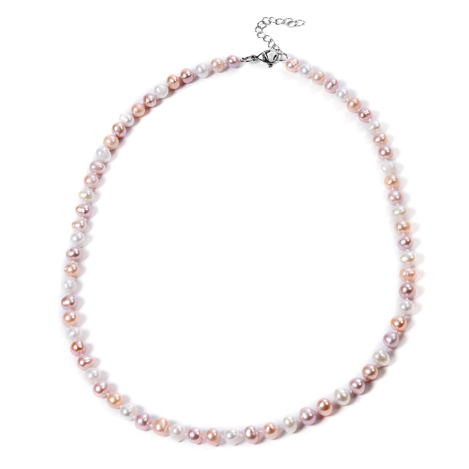 2 Piece Set - Peach and Multi Colour Freshwater Pearl Necklace (Size 20 with 2 inch Extender) and Hook Earrings
