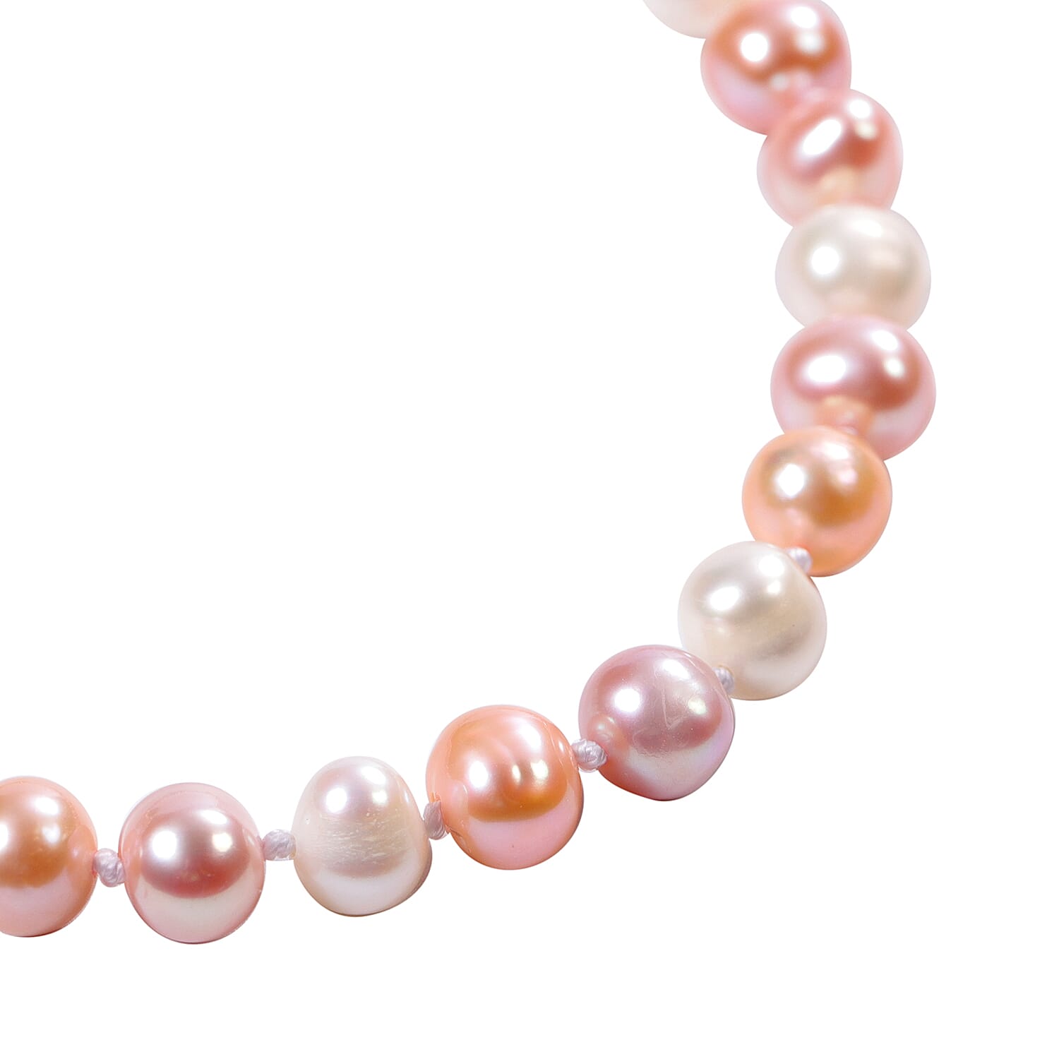 2 Piece Set - Peach and Multi Colour Freshwater Pearl Necklace (Size 20 with 2 inch Extender) and Hook Earrings