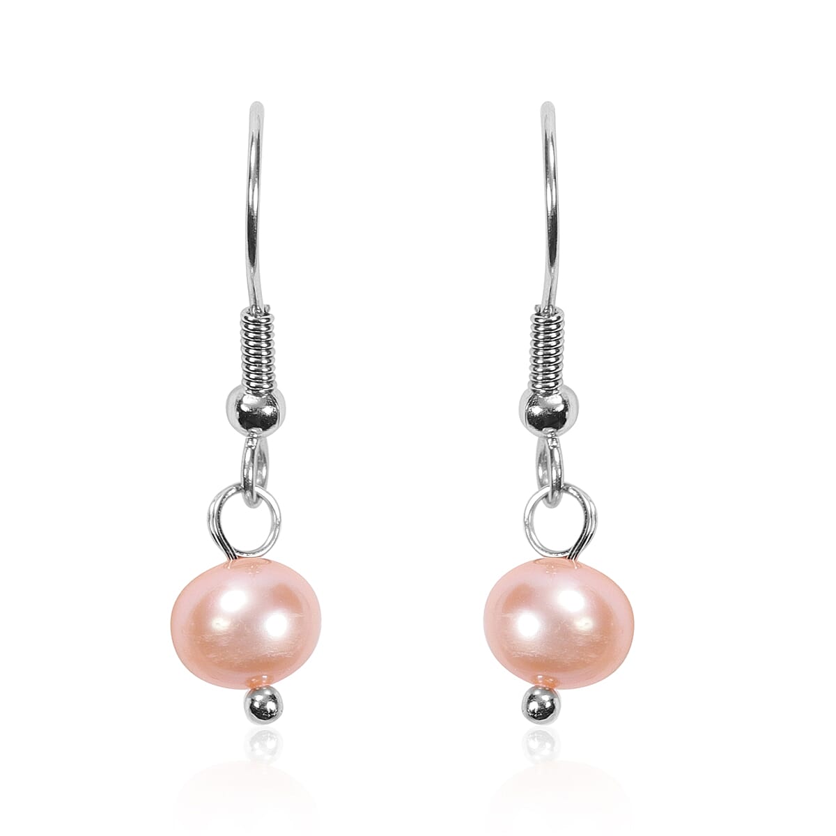 2 Piece Set - Peach and Multi Colour Freshwater Pearl Necklace (Size 20 with 2 inch Extender) and Hook Earrings