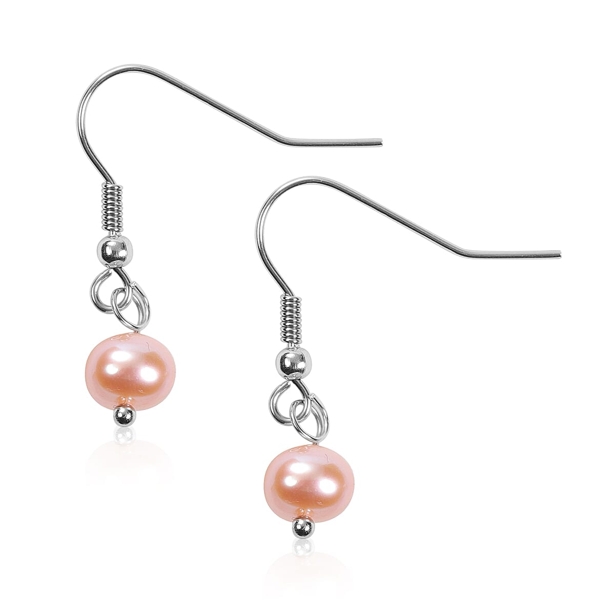 2 Piece Set - Peach and Multi Colour Freshwater Pearl Necklace (Size 20 with 2 inch Extender) and Hook Earrings