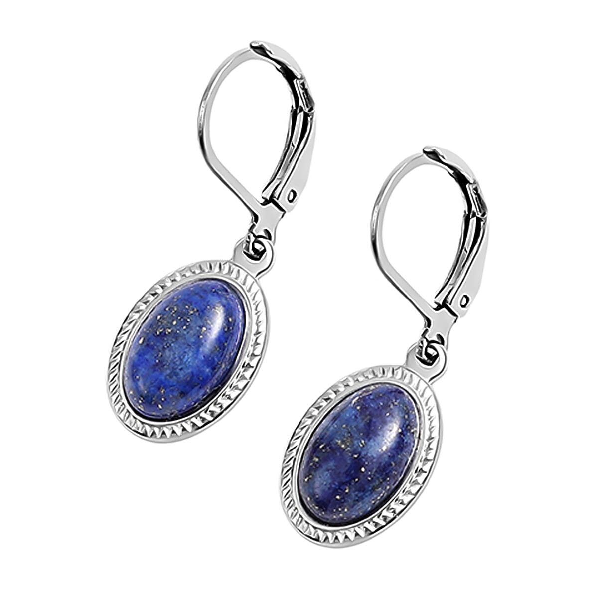 2 Piece Set - Lapis Lazuli Bracelet Size 6.5-11 Inch Adjustable with Earrings in Sterling Silver