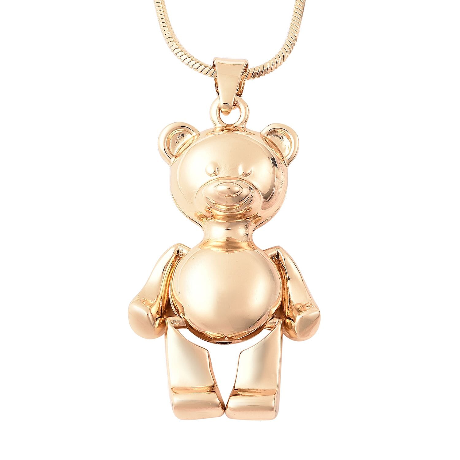 2 Piece Set - White Austrian Crystal Heart Necklace (Size 18 with 4 inch Extender) and Teddy Bear Pendant with Chain (Size 29 with 2.5 inch Extender) in Gold and Silver Tone