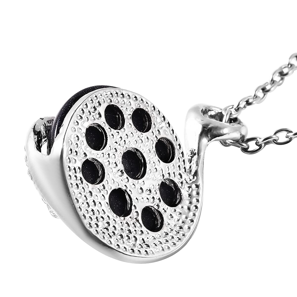 Blue Sandstone and White Austrian Crystal Pendant with Chain (Size 23 with 2 inch Extender) in Silver Tone