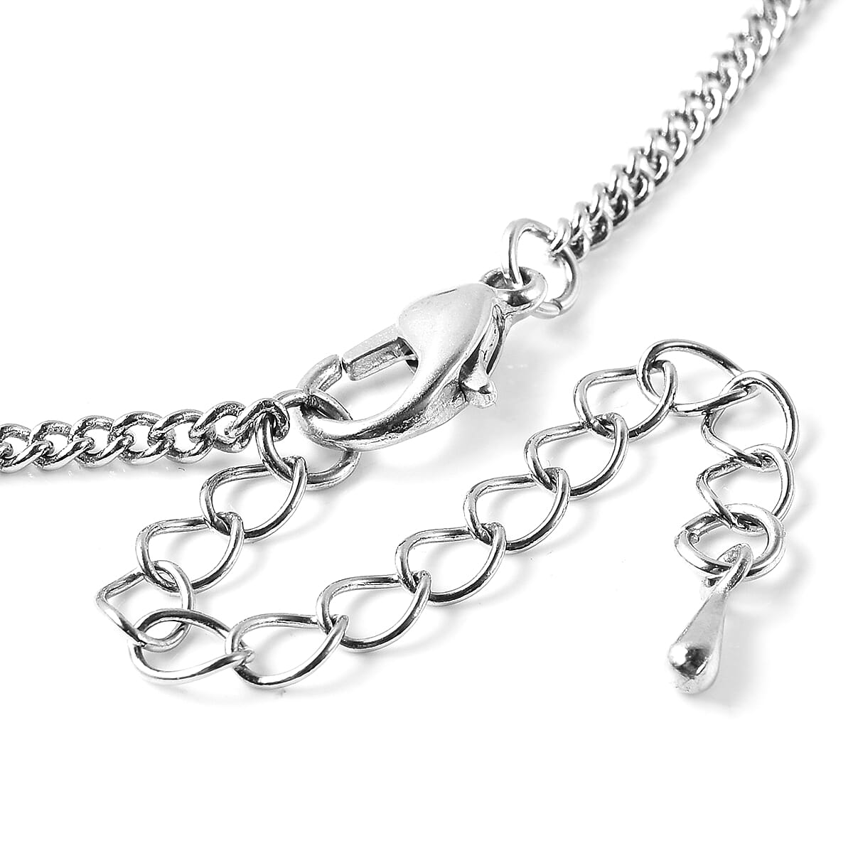 Simulated Mystic Topaz and White AB Austrian Crystal Heart and Rose Necklace (Size 20 with 2 inch Extender) in Silver Tone