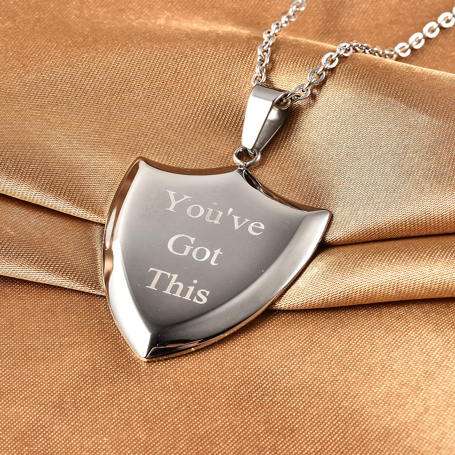 Engraved Pendant with Chain (Size 24) in Silver Tone