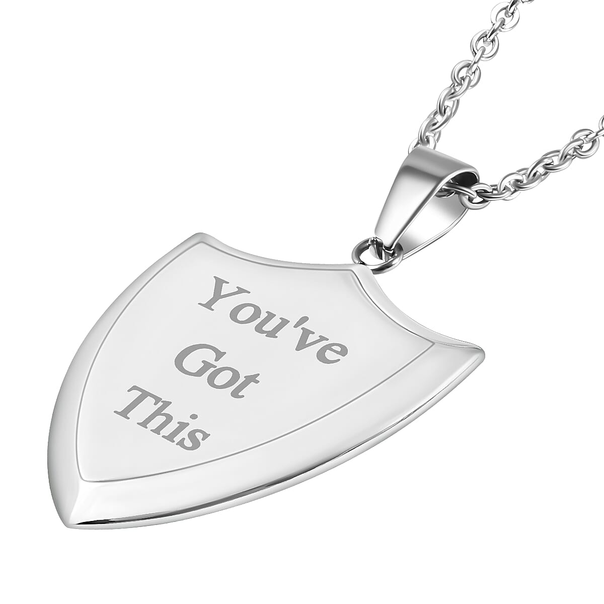 Engraved Pendant with Chain (Size 24) in Silver Tone