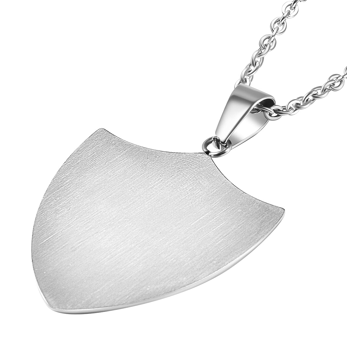Engraved Pendant with Chain (Size 24) in Silver Tone