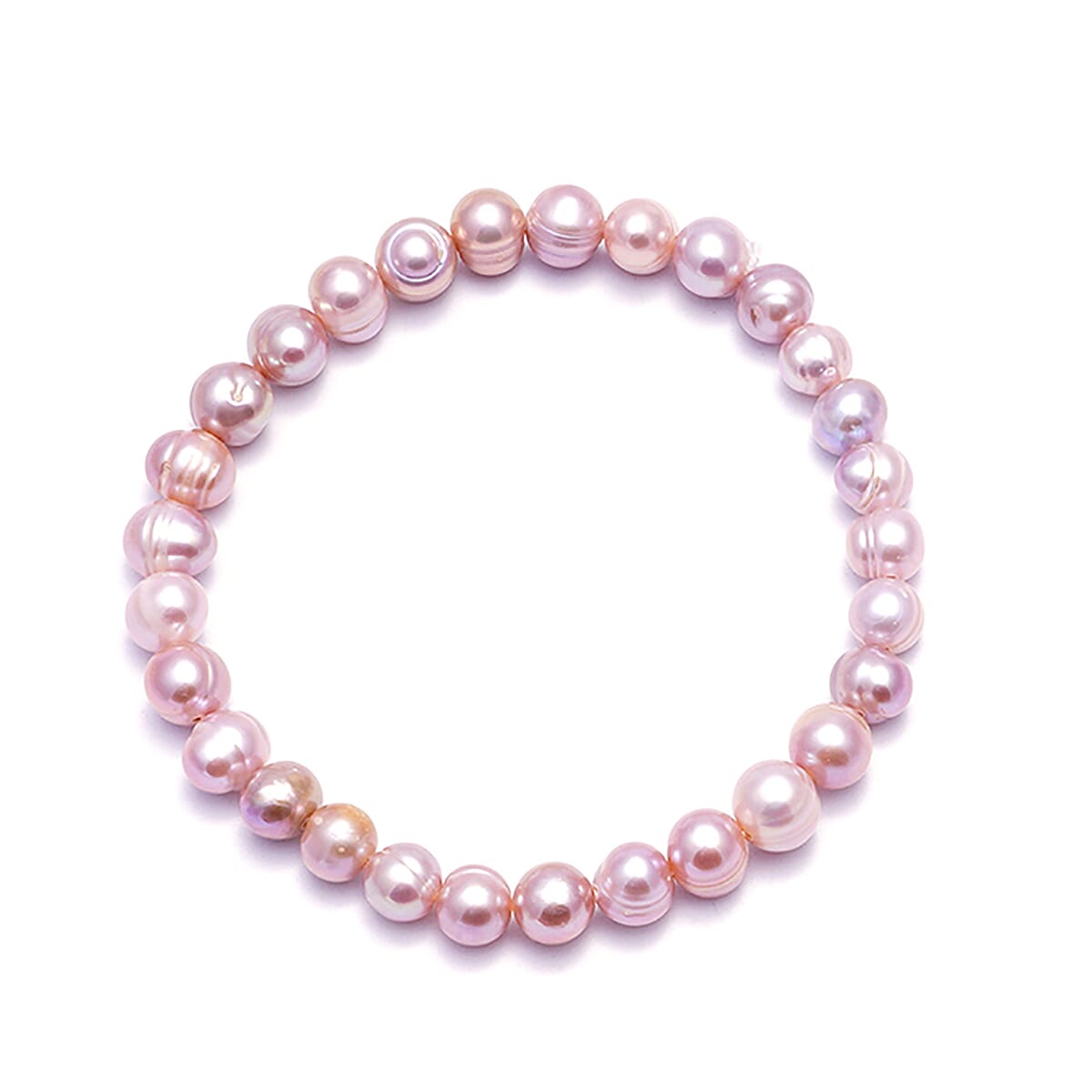 3 Piece Set -  Purple Freshwater Pearl Stretchable Bracelet (Size 6.5-7.5), Stud Earrings (with Push Back) and Necklace (Size 18 with 2 inch Extender)