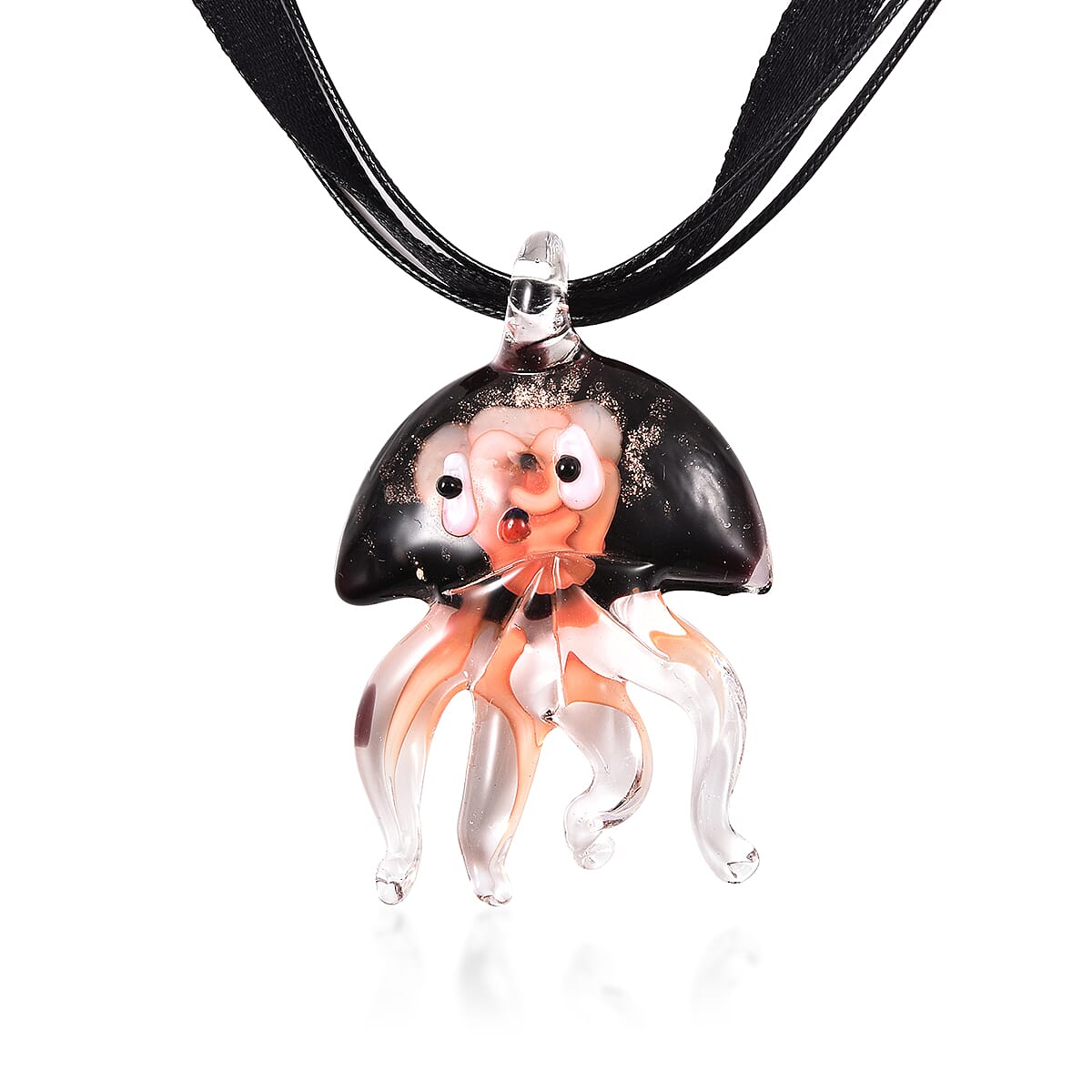 Purple Colour Murano Style Glass Octopus Pendant and Chain (Size 19 with 2 inch Extender)