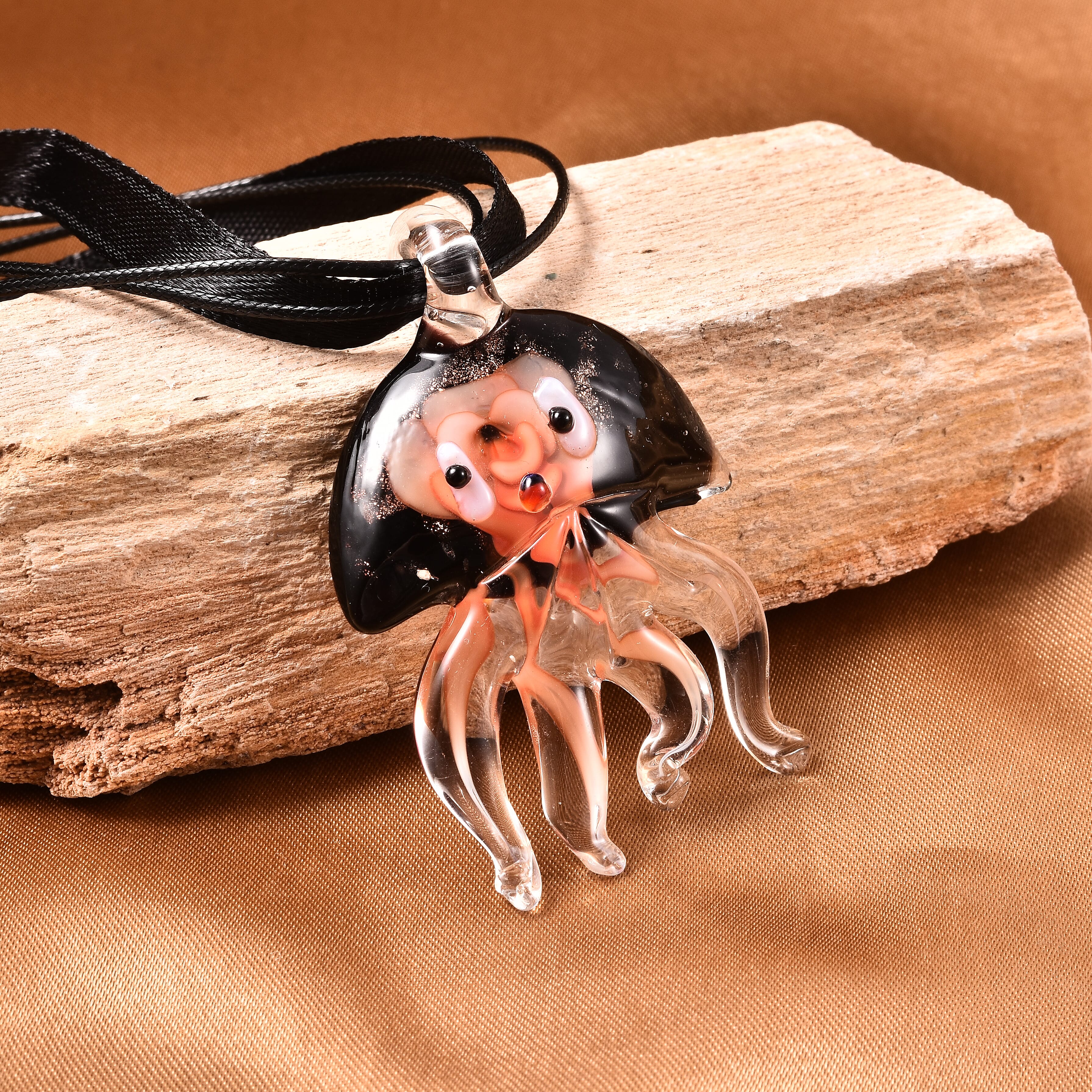 Purple Colour Murano Style Glass Octopus Pendant and Chain (Size 19 with 2 inch Extender)