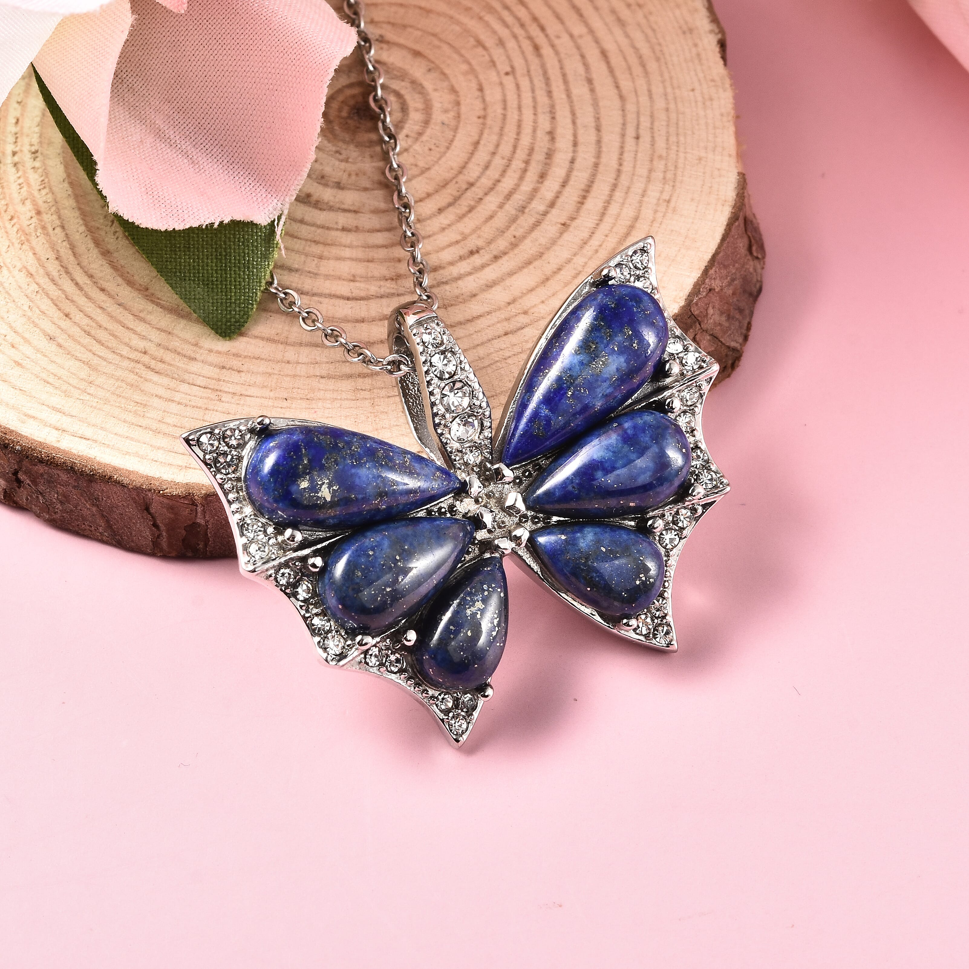 14k YG Lapis popular Lazuli Butterfly Pendant