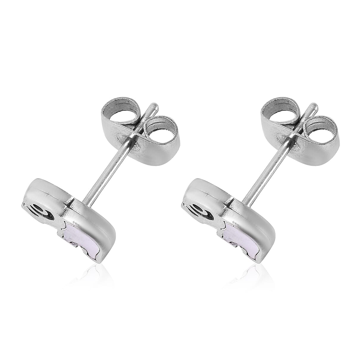 2 Piece Set -  White Mother of Pearl Elephant Necklace (Size 20) and Earrings (with Push Back) in Stainless Steel