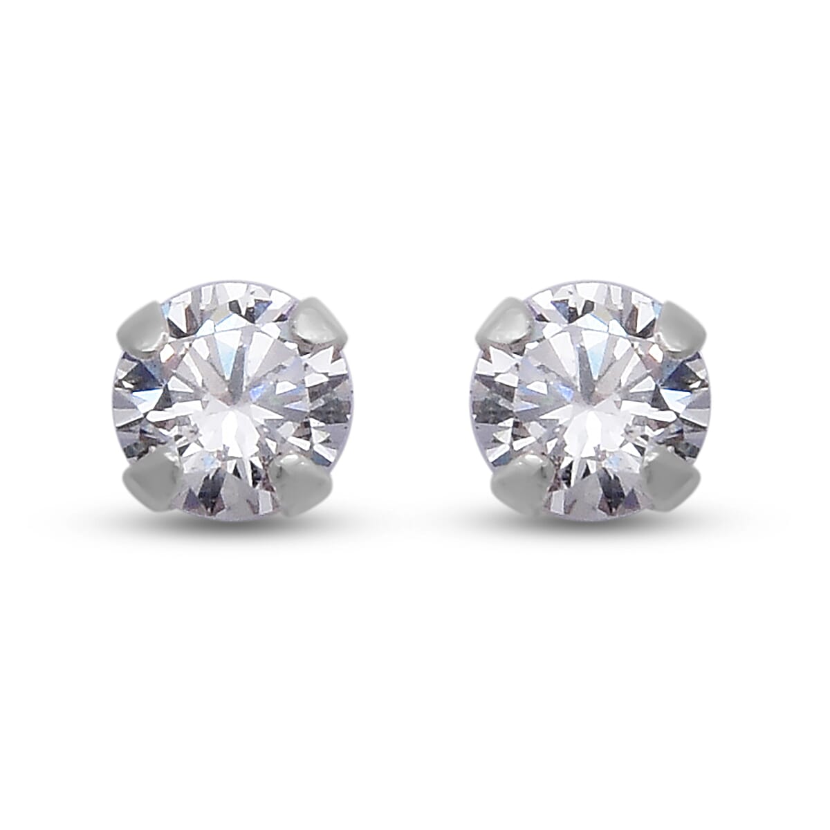 Set of 2 - ELANZA Simulated Diamond Stud Earrings (with Push Back) in Sterling Silver