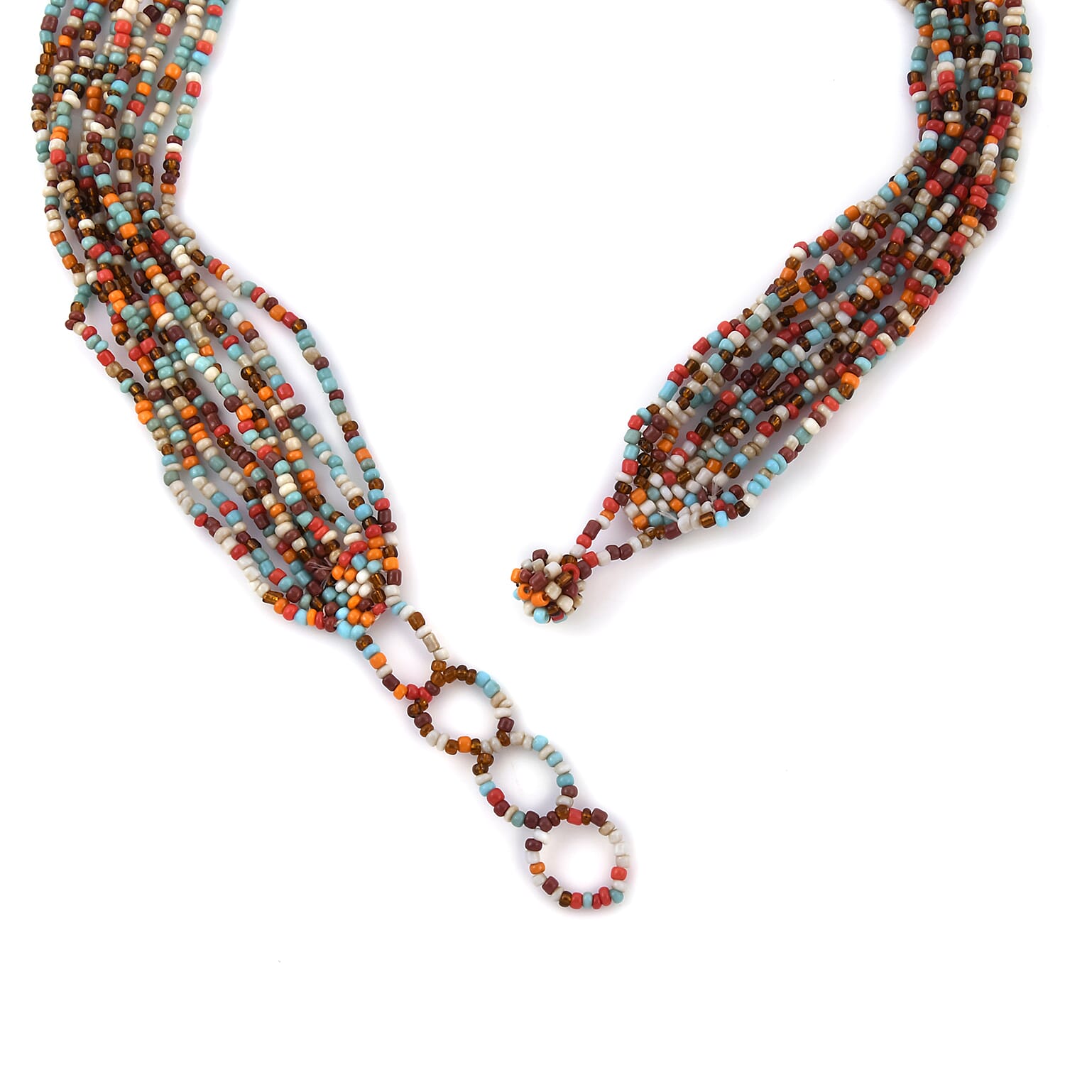 2 Piece Set - Simulated Multi Colour Gemstone Necklace and Earrings