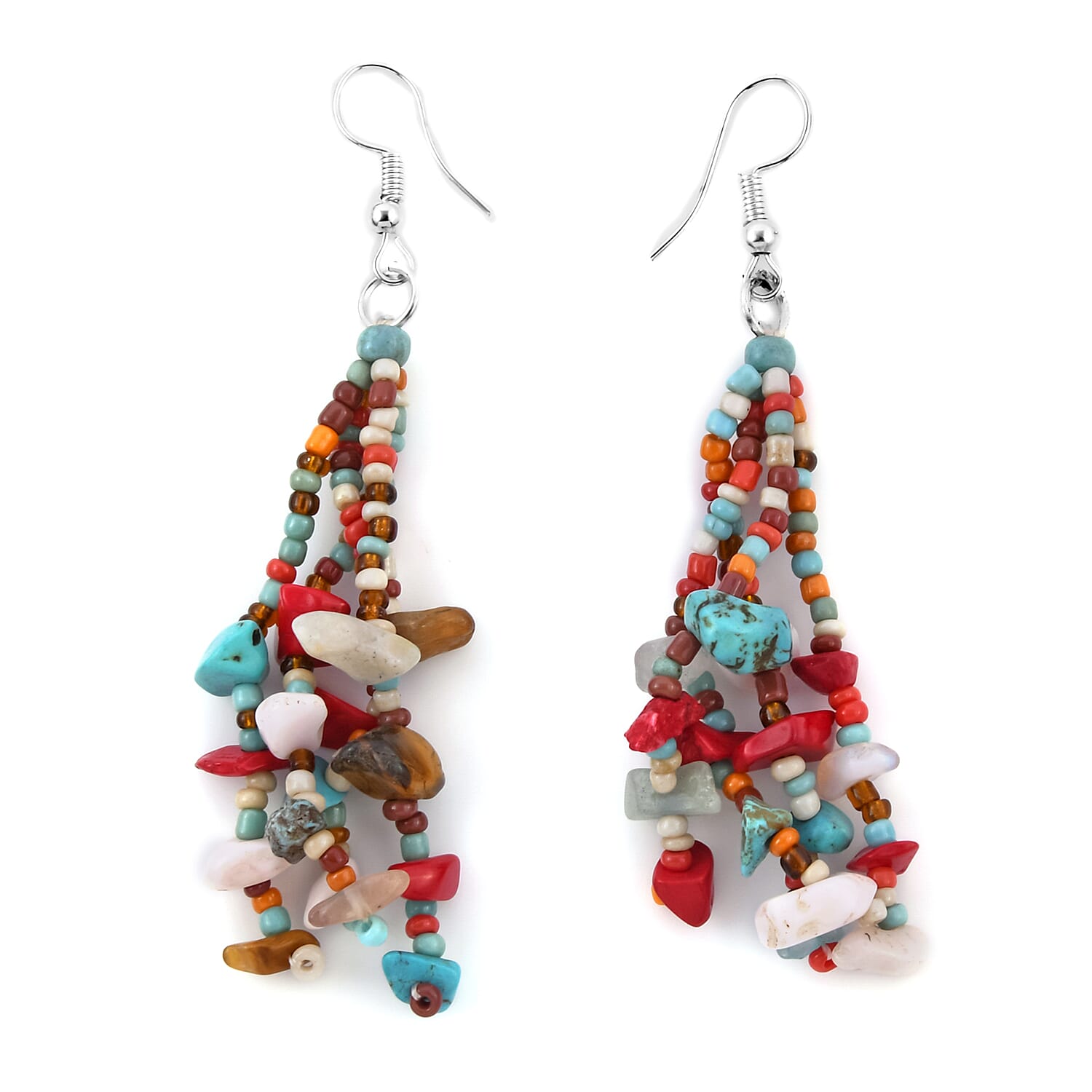 2 Piece Set - Simulated Multi Colour Gemstone Necklace and Earrings