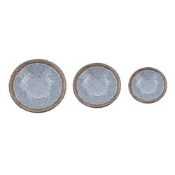 Set of 3 Mosaic Terracotta Round plate flower of life motif