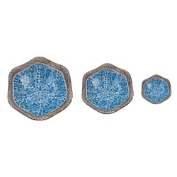 Set of 3 Mosaic Terracotta Round plate flower of life motif