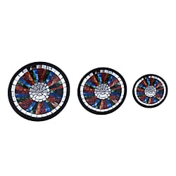 Set of 3 Handmade Mosaic Terracotta Round Bowl - Pink