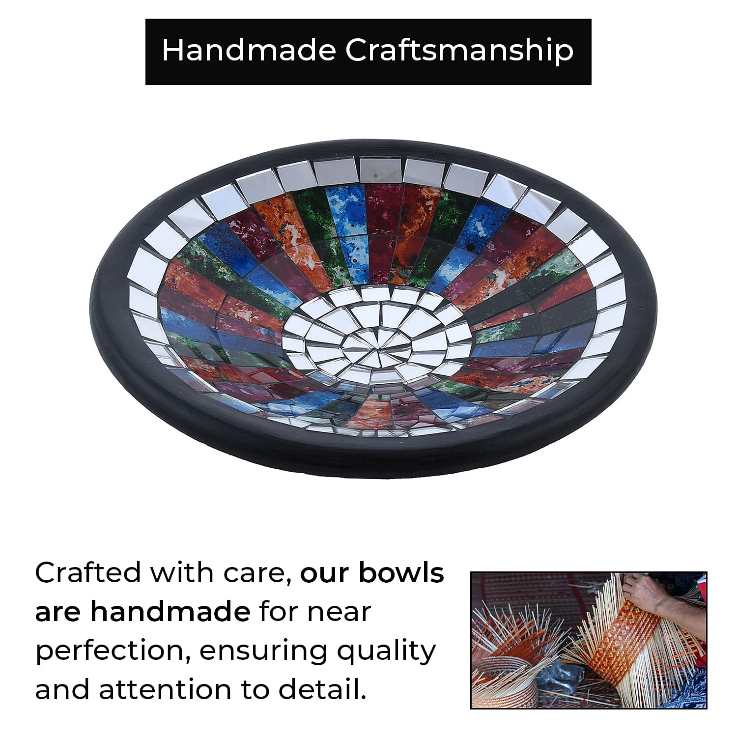 Set of 3 Mosaic Terracotta Round plate flower of life motif