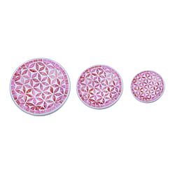 Set of 3 Mosaic Terracotta Round plate flower of life motif