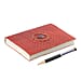 Handmade Embossed Leather Diary with Carnelian Gemstone Filled Ball Pen - Brown