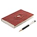 Handmade Embossed Leather Diary with Carnelian Gemstone Filled Ball Pen - Brown
