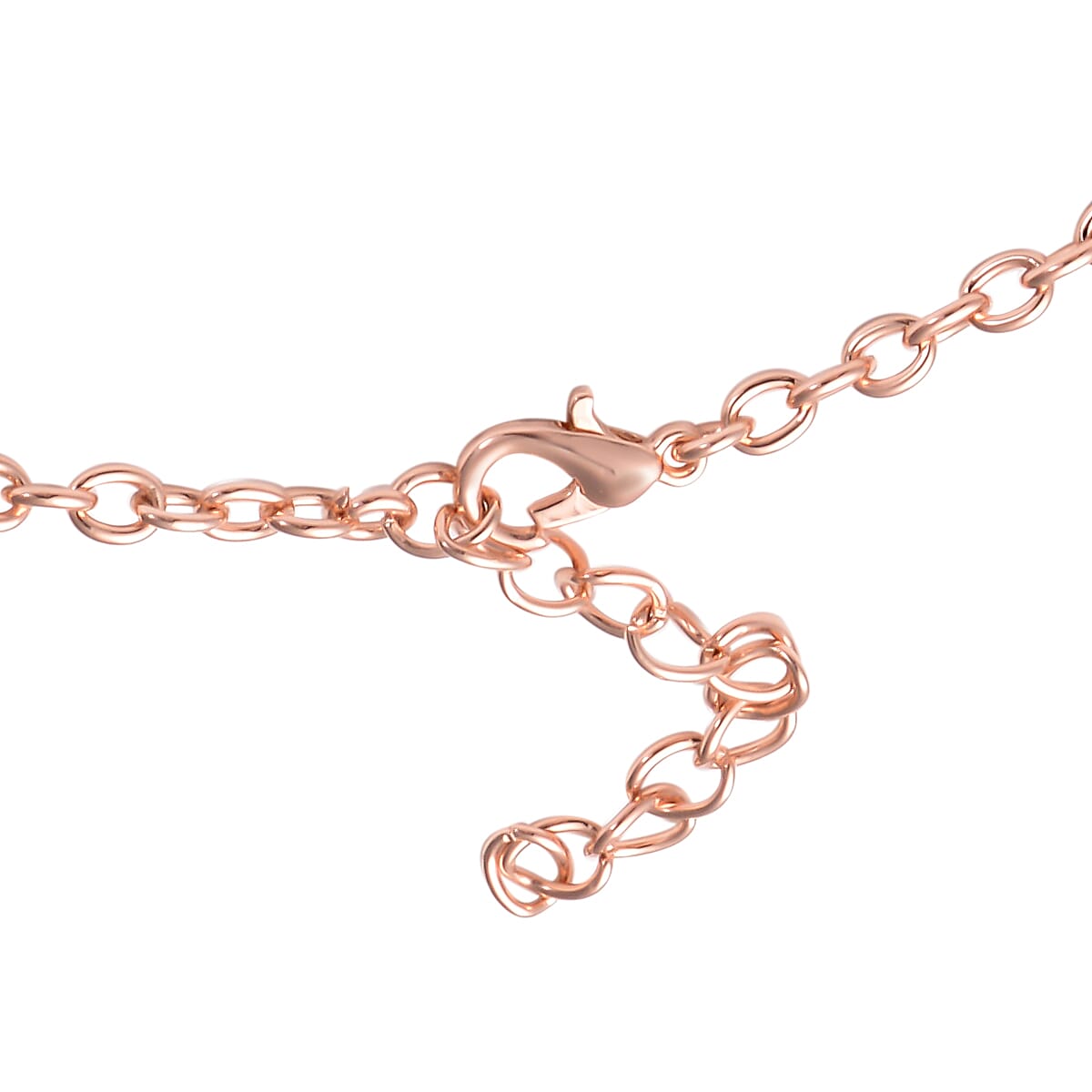 2 Piece Set -  Rose Quartz Station Necklace and Stud Earrings in Rose Gold Tone