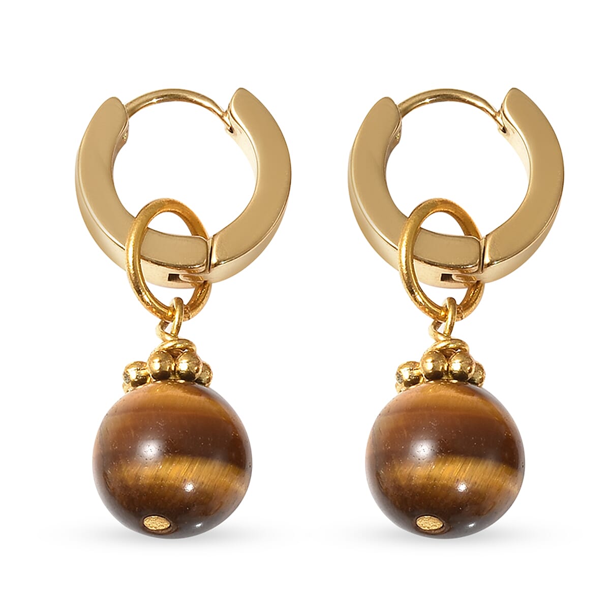 Set of 3 - Yellow Tiger Eye, Rose Quartz and Lapis Lazuli Detachable Earrings (with Clasp) in Gold Tone