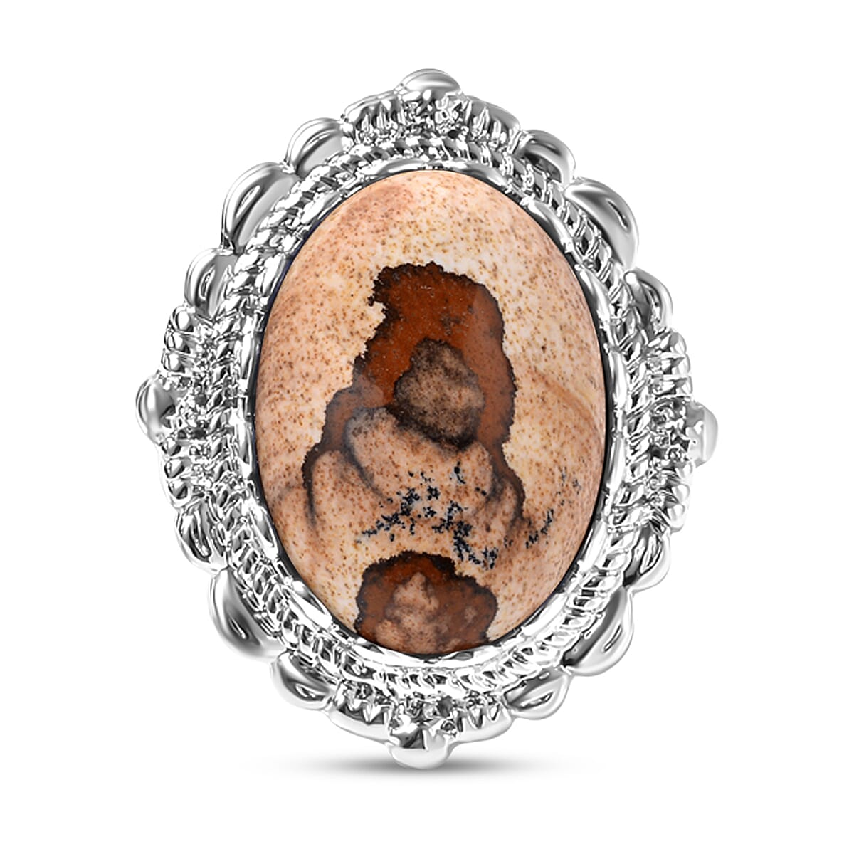 2 Piece Set - Pink Jasper Ring and Genuine Leather Bracelet (Size 7 With 2 Inch Extender) in Silver Tone 48.00 Ct.