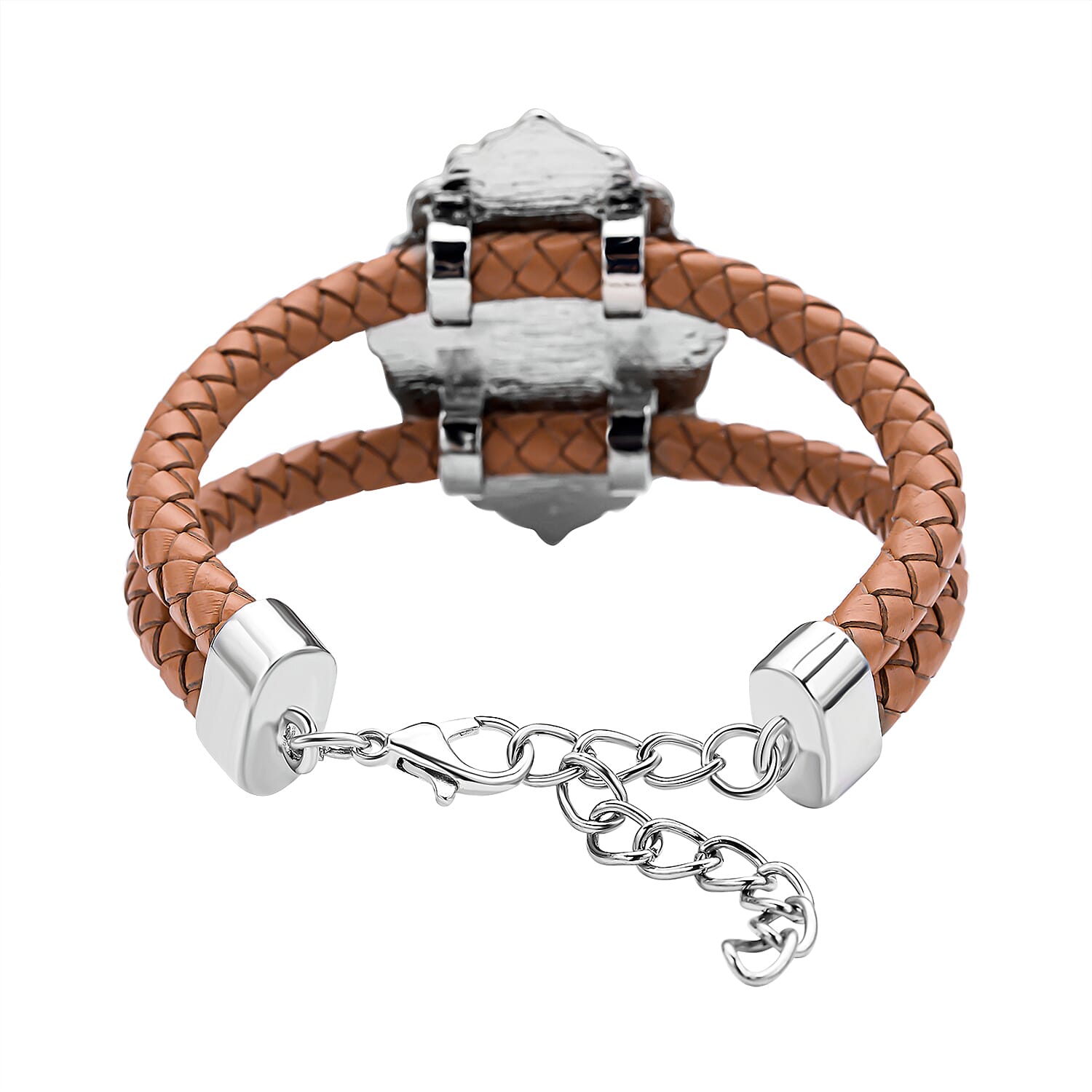 2 Piece Set - Pink Jasper Ring and Genuine Leather Bracelet (Size 7 With 2 Inch Extender) in Silver Tone 48.00 Ct.