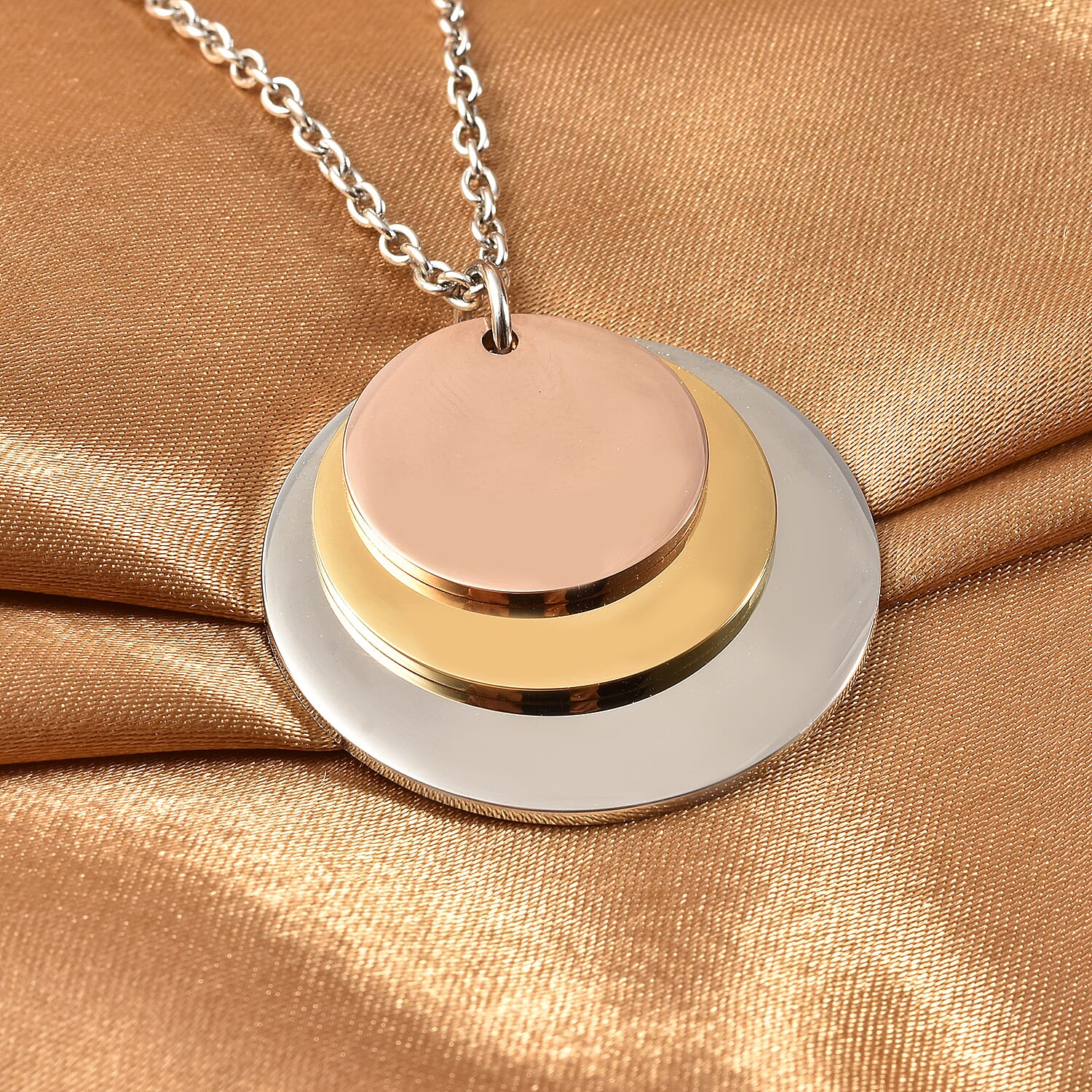 Coin Charms Tri-Tone Pendant with Chain (Size 20)