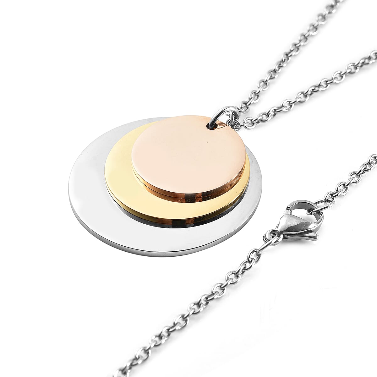 Coin Charms Tri-Tone Pendant with Chain (Size 20)