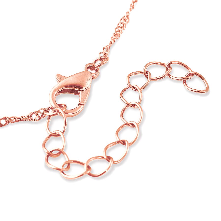 3 Piece Set - Fuchsia Austrian Crystal & Simulated Mystic Topaz Pendant with Chain ( 20 with 2 inch Extender), Adjustable Bracelet ( 6.5-9.5) and Stud Earrings (with Push Back) in Rose Gold Tone