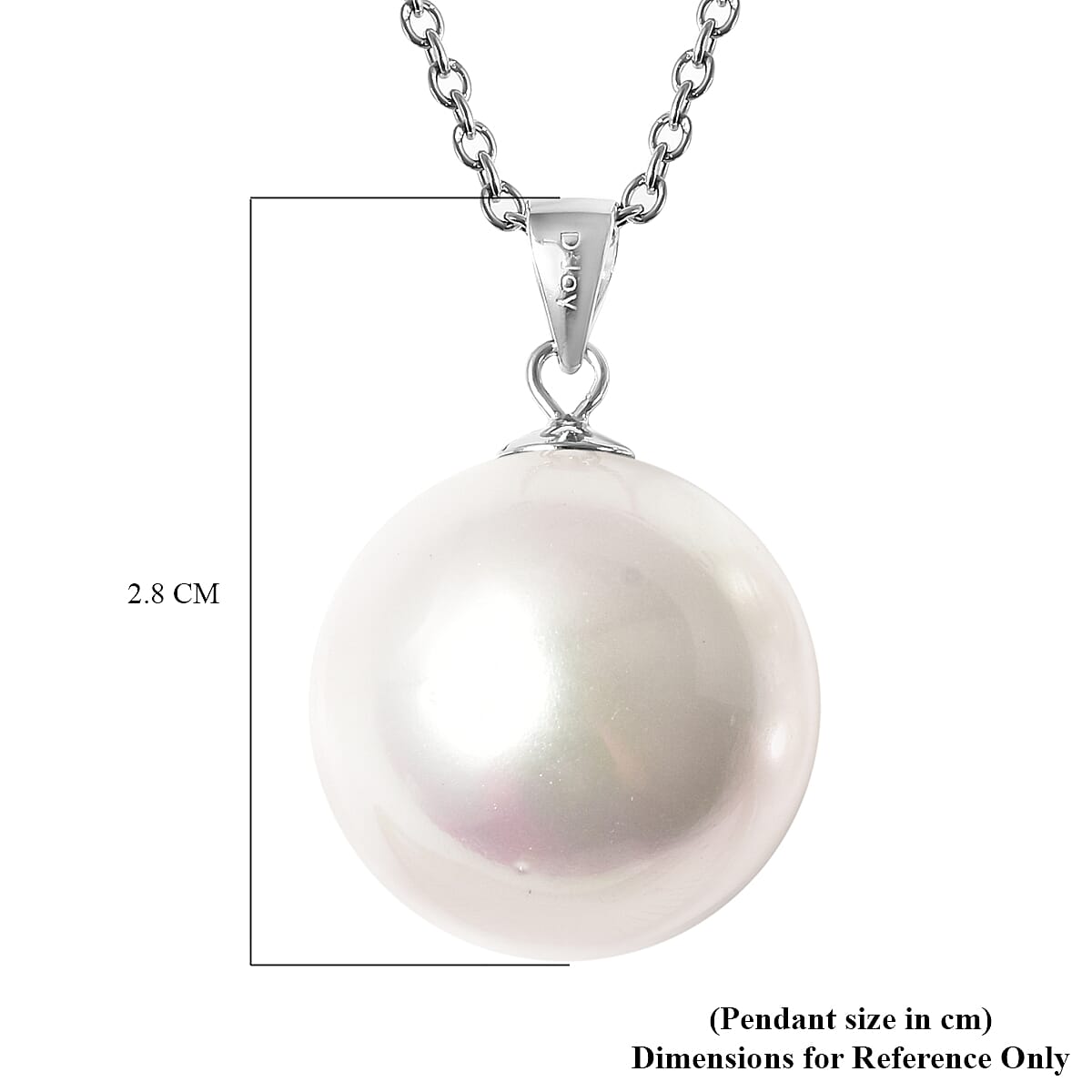 2 Piece Set - White Shell Pearl Pendant with Chain (Size 20) and Earrings