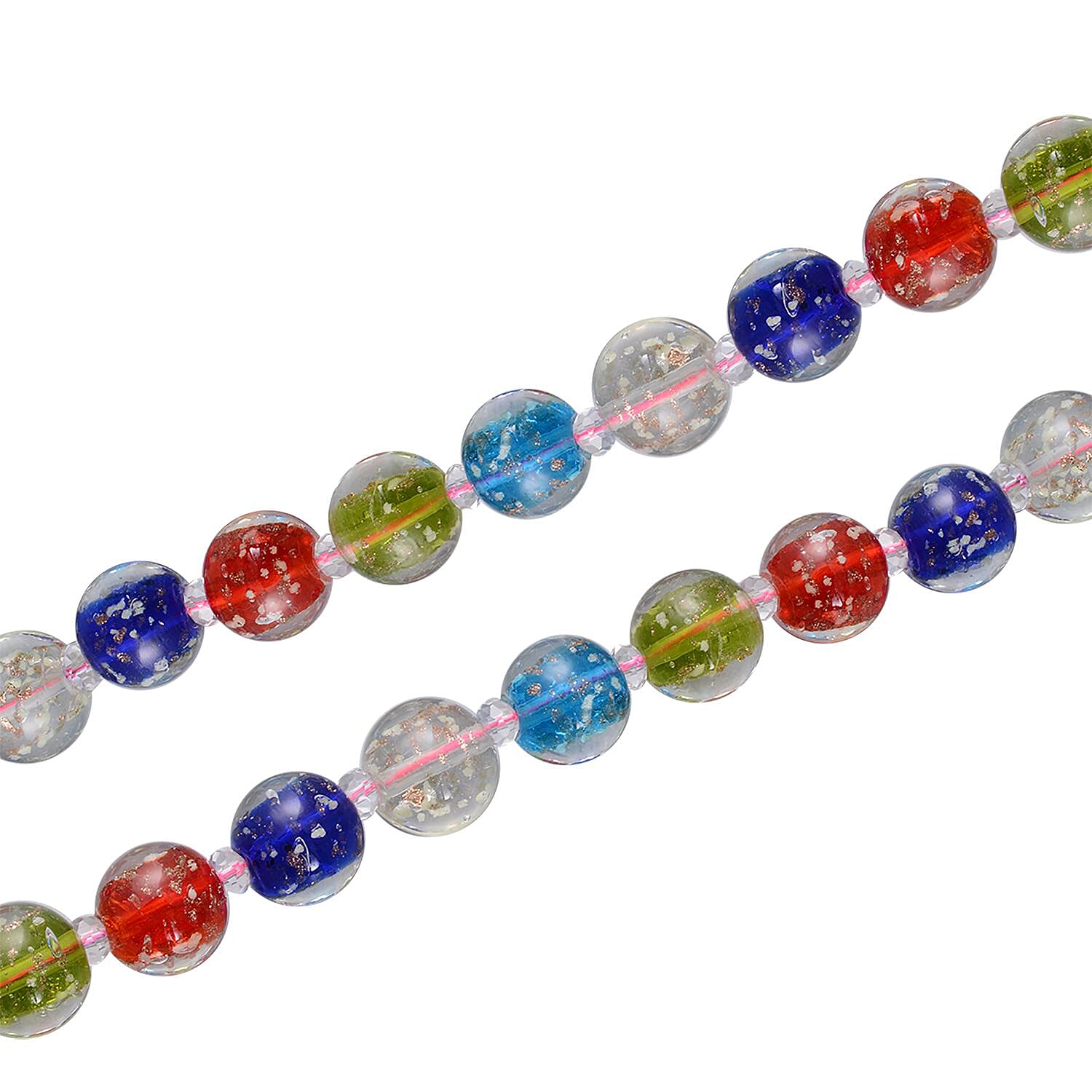 2 Piece Set - Multi Colour Murano Beads & Simulated White Moonstone Necklace (Size 20 with 2 inch Extender) & Hook Earrings in Silver Tone