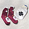 2 Piece Set - Hotwater Bottle with Jacquard Knitted Cover and Sherpa Lined Slipper Socks- Maroon & White