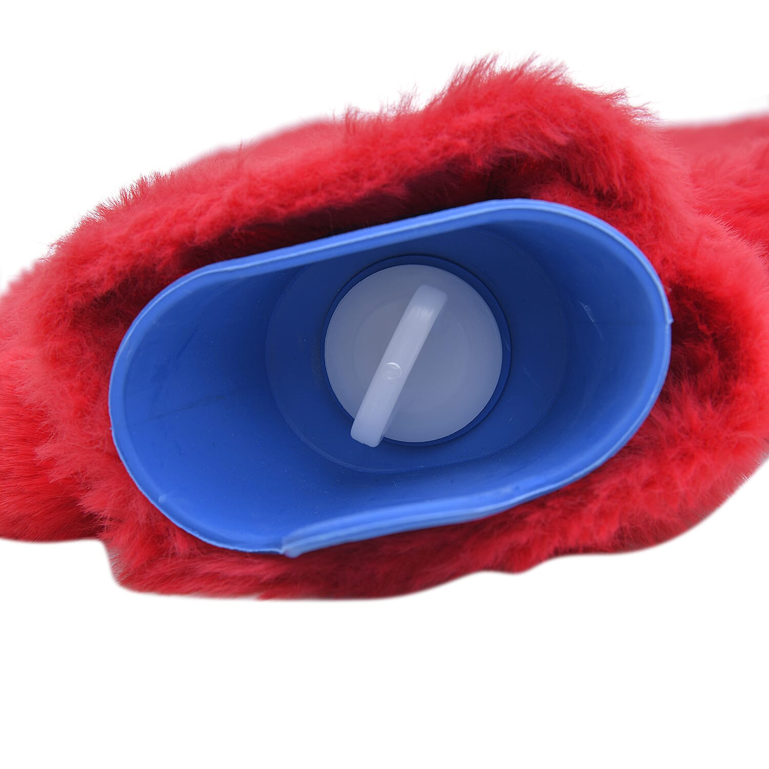 2 Piece Set - Hotwater Bottle with Faux Fur Cover and Sherpa Lined Slipper Socks (Size 5-10) - Red & Black