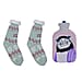 2 Piece Set - Hotwater Bottle with Jacquard Knitted Cover and Sherpa Lined Slipper Socks- Maroon & White