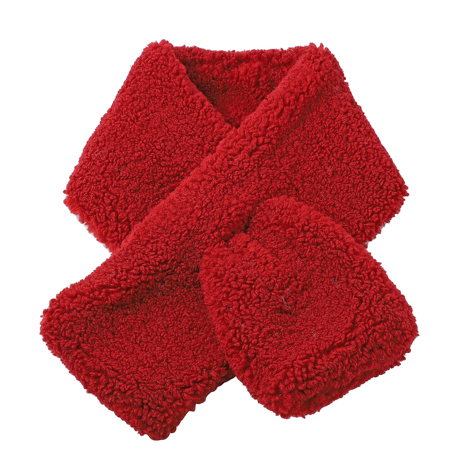 2 Piece Set - STRADA Japanese Movement Wine Red Dial Water Resistant Watch with Wine Red Colour Strap and Faux Fur Scarf (Size 90x15Cm) - Wine Red