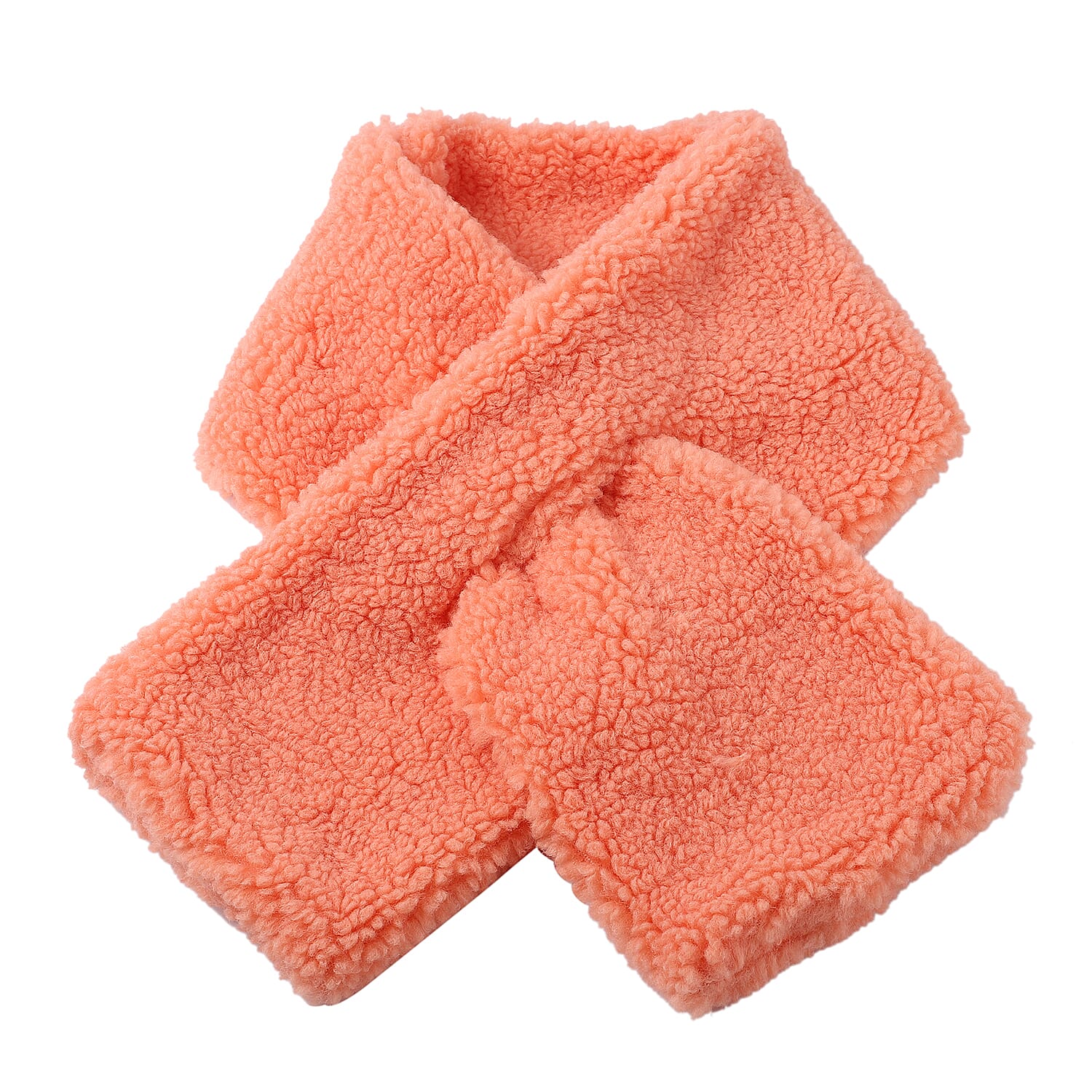 2 Piece Set - STRADA Japanese Movement Orange Dial Water Resistant Watch with Orange Colour Strap and Faux Fur Scarf (Size 90x15Cm) - Orange