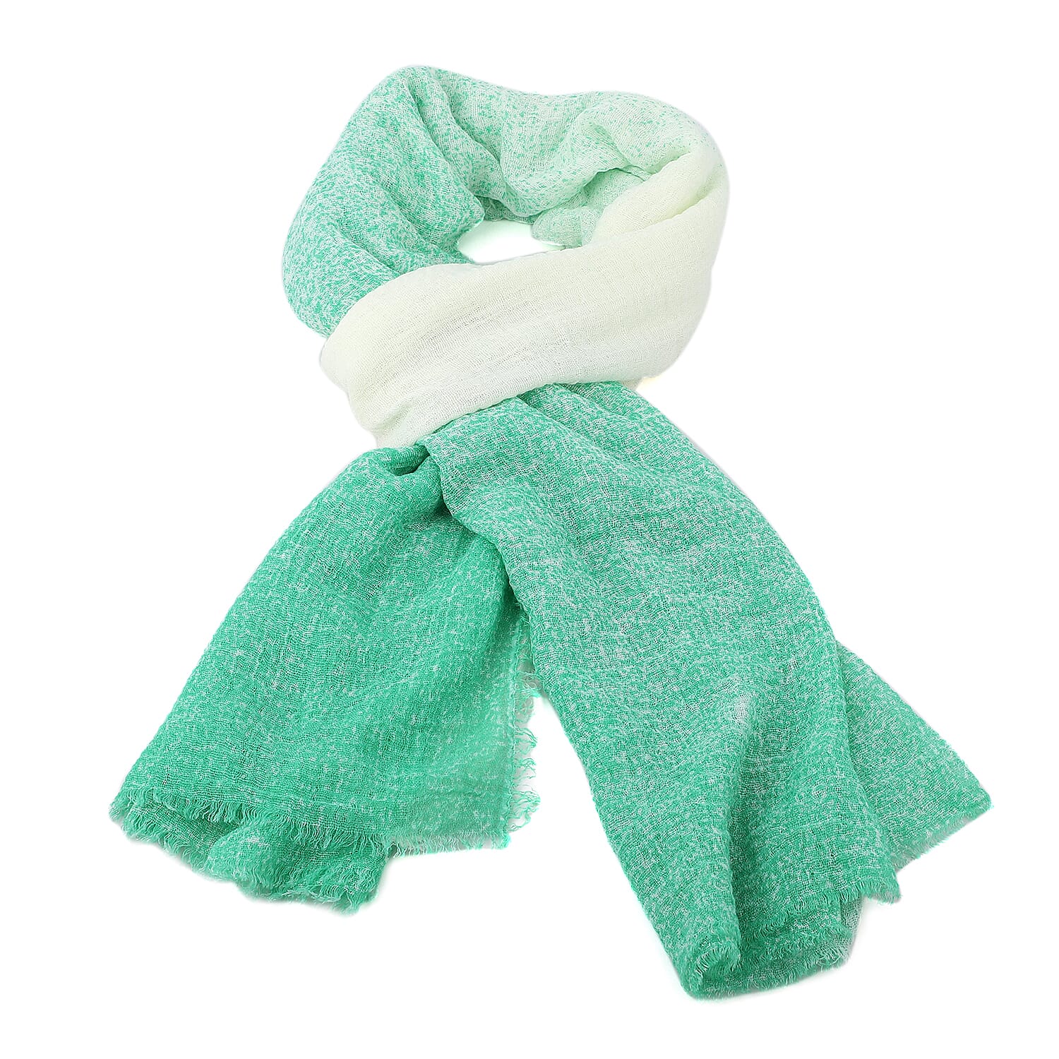 2 Piece Set - STRADA Japanese Movement Silver & Green Stardust Dial Water Resistant Watch with Green Strap and Gradient Scarf (Size 180x90Cm) - Green