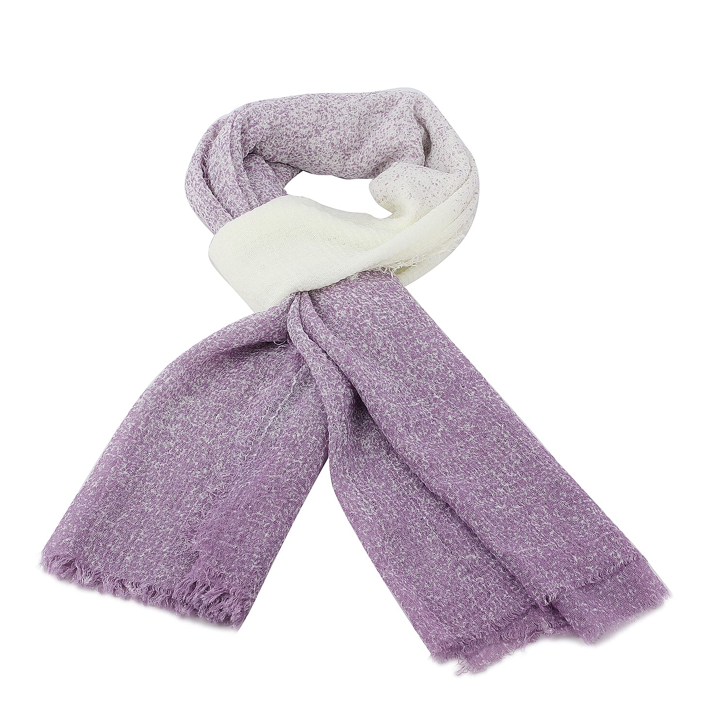 2 Piece Set - STRADA Japanese Movement Silver & Purple Stardust Dial Water Resistant Watch with Purple Strap and Gradient Scarf (Size 180x90Cm) - Purple