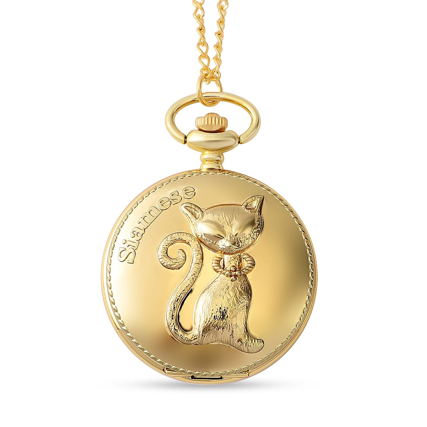 STRADA Japanese Movement Siamese Pattern Water Resistant Pocket Watch (Size 31) in Gold Tone