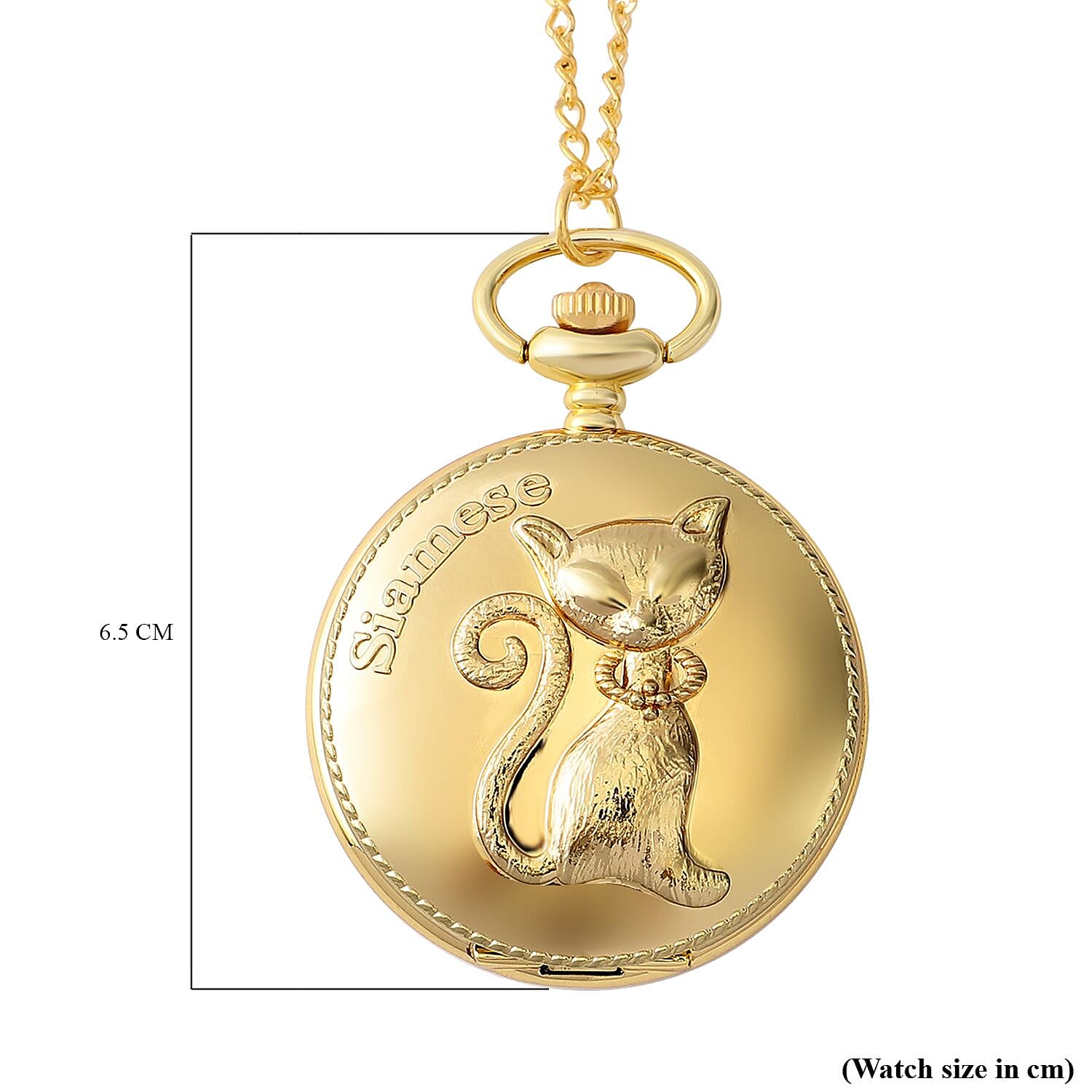 STRADA Japanese Movement Siamese Pattern Water Resistant Pocket Watch (Size 31) in Gold Tone